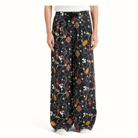 Scotch & Soda Pants - Scotch And Soda Wide Leg Pyjama Pant Unique Hamsa Floral Pattern Drawstring